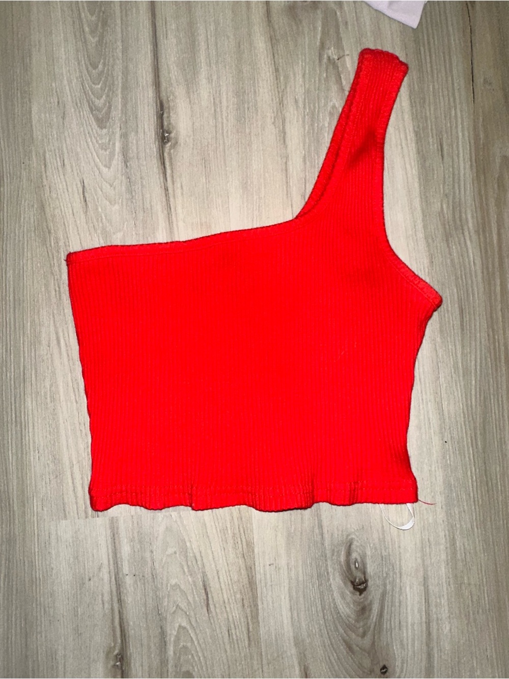 SHEIN Vibrant Red One-Shoulder Ribbed Crop Tank